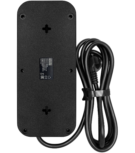 Сетевой фильтр Powercom SP-08 USB03AB 3,0 m 3.0м, 8 розеток, черный, коробка