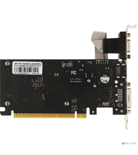 Видеокарта AFOX AF710-1024D3L5 GT710 1Gb DDR3 64BIT DVI HDMI VGA LP HEATSINK RTL