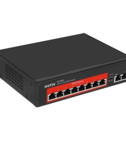 Коммутатор Netis P110C 10-портовый PoE+ коммутатор Fast Ethernet/8*PoE+ 2 порта 802.3af/802.3at