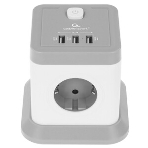 Сетевой фильтр Cablexpert Tower, TWR-4-U3-W-2, 4р, 10А, 3xUSB, 3.1А, 2 м, ур. защиты 2+, белый, коробка, фото3