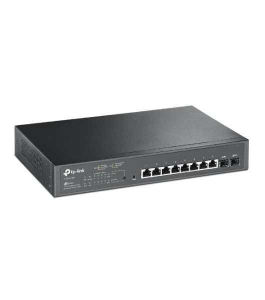 Коммутатор TP-Link JetStream 10-Port Gigabit Smart Switch with 8-Port PoE+, 8× Gigabit PoE+ Ports, 2× Gigabit SFP Slots, 802.3at/af, 150 W PoE Power, 1U 13-inch Rack-mountable Steel CaseIntegration with Omada SDN Controller, 802.1Q VLAN, STP/RSTP/MSTP, IGMP Snoopi