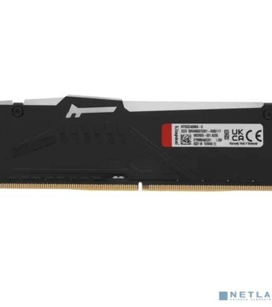 Оперативная память Kingston Fury Beast, DDR5, 8GB (1x8GB), 5200MHz, CL40, DIMM, с радиаторами, RGB, черный