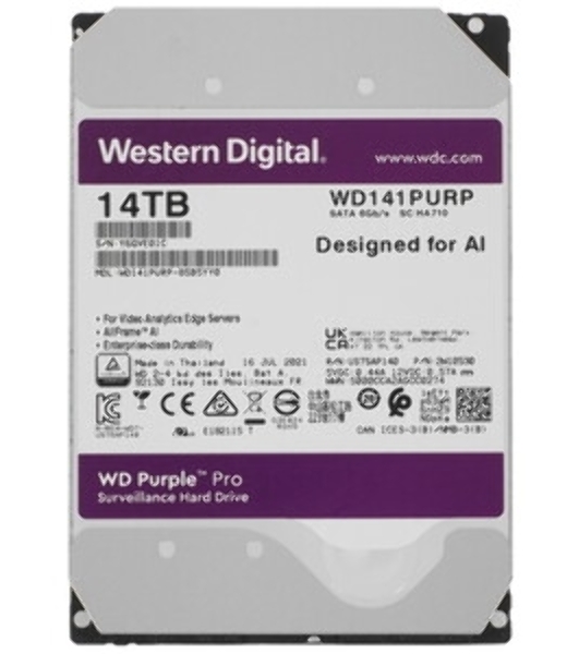 Жесткий диск Western Digital Purple Pro 14Tb Serial ATA III, 7200rpm, 512Mb, 3.5', All Frame AI