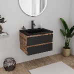 Тумба под раковину Bau Stil Loft black brushed, раковина кварцевая BAU Stil 58, черный металлик, фото8