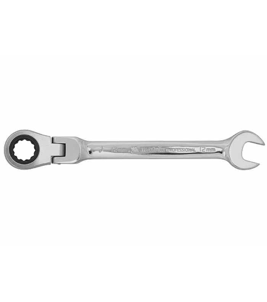 Ключ комбинированный трещоточный Matrix 19 мм, crv, шарнирный, зерк.хром