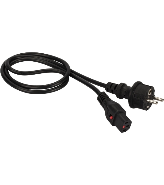 Шнур питания LANMASTER с блокировкой C13-Schuko прямая, 3х0.75, 220В, 10А, черный, 3 м.