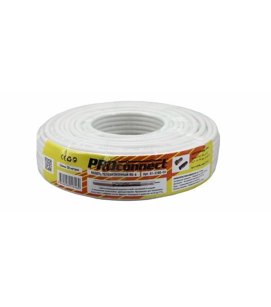 Кабель PROconnect RG-6U, (48%), 75 Ом, 50м., белый