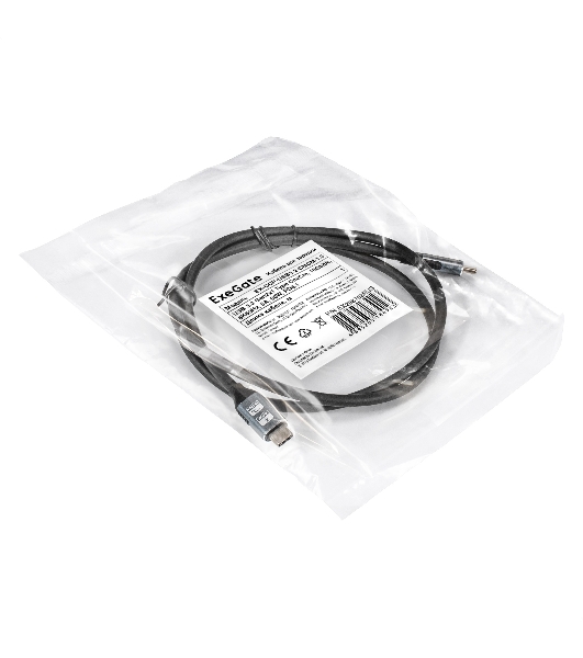 Кабель для зарядки ExeGate EX-CCP-USB3.2-CMCM-1.0 (USB 3.2 Gen2x1 Type-Cm/Cm, 10Gbit/s, 8K60Hz, 5A, 60W, PD3.1, 1м)