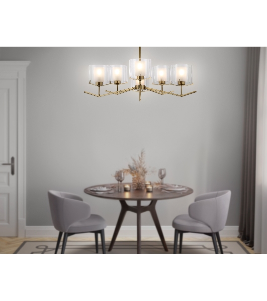 Люстра Ambrella light LH57008/6 BS/FR латунь/белый матовый E14/6 max 40W D850*420