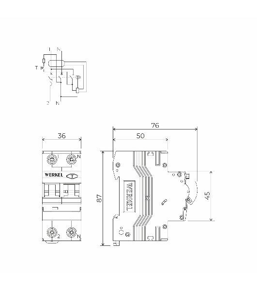 Дифференциальный автомат  Werkel 1P+N 32 A  30 mА  6 kА  C А W922P326