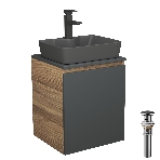 Тумба Bau Dream Blackwood 50 графит, раковина BAU Cerama 48х37 темно-серая матовая, смеситель Hotel Black, черный, выпуск клик клак черный, фото 1