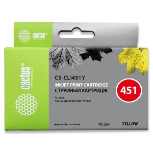 Картридж струйный Cactus CS-CLI451Y желтый (10.2 мл) для Canon MG 6340/5440/IP7240