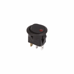 Выключатель клавишный Rexant круглый 12V 16А (3с) ON-OFF черный с красной подсветкой