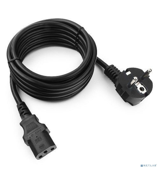 Кабель питания Cablexpert PC-186-VDE-1M, 1м, Schuko- C13, VDE, 10А, черный, с заземлением, пакет
