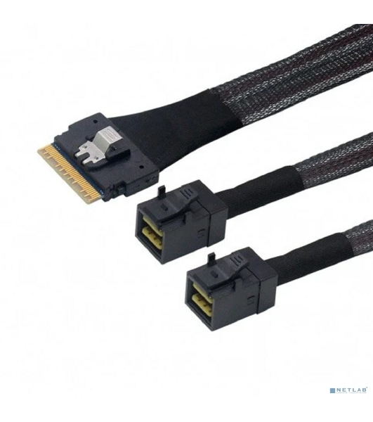 Кабель LR-Link SlimSAS x8 to 2 x miniSAS HD (SFF-8654 x8 - 2 x SFF-8643) Cable, 800мм