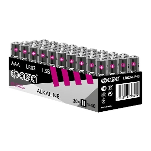 Элемент питания щелочной LR03 Alkaline Pack-40 (уп.40шт) ФАZА 5023024, 1.5 В