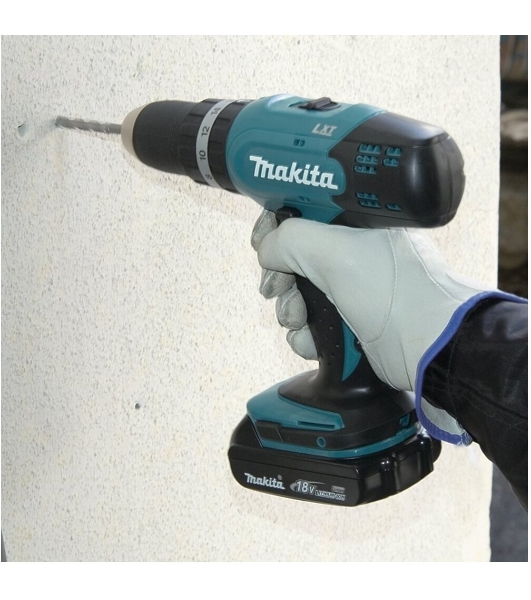 Дрель-шуруповерт Makita DHP453RFE, 18 В, 3 Ач, 42 Нм, щеточный