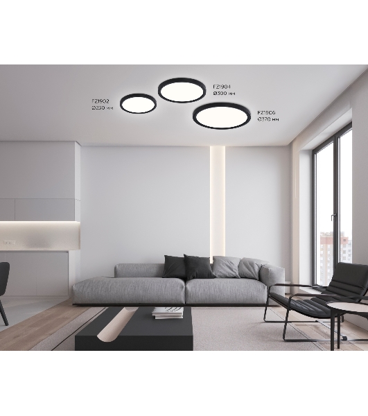 Светильник светодиодный ультратонкий Ambrella light FZ1906 BK черный IP54 26W 3000K-6500K CCT-переключатель D370*25 (Без ПДУ)