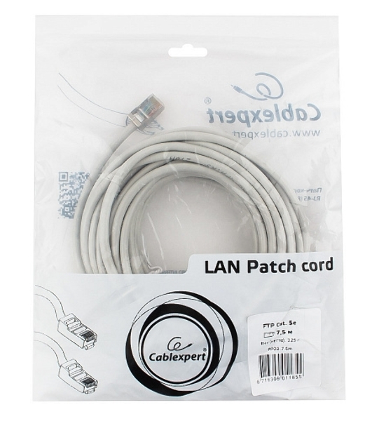 Патч-корд FTP Cablexpert cat.5e, 7.5м, литой, многожильный серый