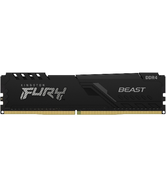 Оперативная память Kingston Fury Beast, DDR4, 16GB (1x16GB), 3600MHz, CL18, DIMM, с радиатором, черный