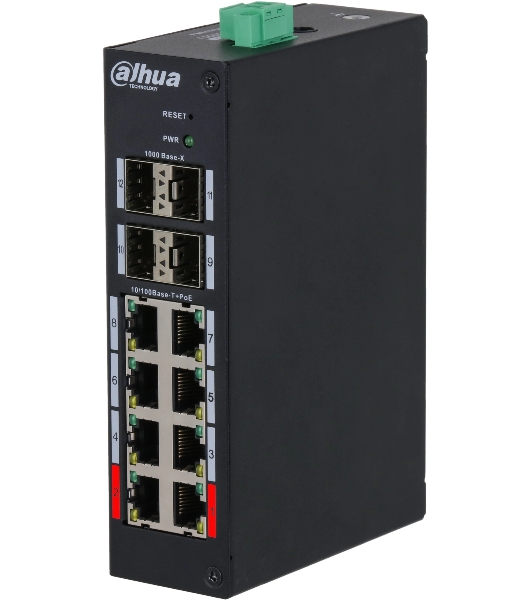 Коммутатор Dahua DH-HS4412-8ET-120, 8×100 Мбит/с + 4×1 Гбит/с SFP, управляемый