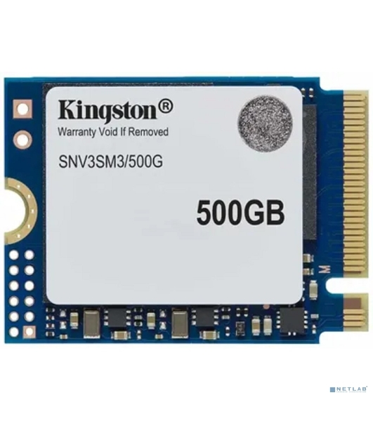 Накопитель SSD Kingston NV3, 500Gb, M.2(22x30мм), NVMe, PCIe 4.0 x4, 3D TLC, R/W 5000/3000Mb/s, TbW 160, DWPD 0.2 (60 мес)