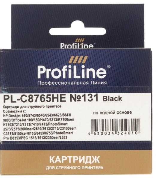 Картридж струйный ProfiLine PL-C8765HE №131 для принтеров HP Deskjet 6210/6843/6543/6523/5743/Officejet 7413/7313/7213/HP Photosmart PS2613/2713/8153/8453 принтеры 'все в одном' HP PSC 2353 Black пигмент