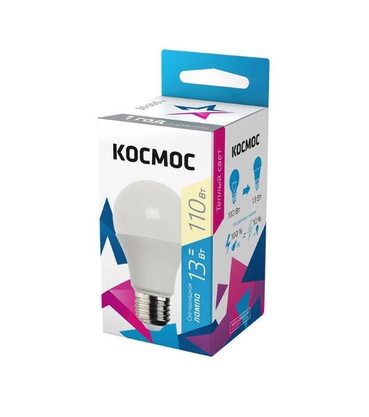 Лампа светодиодная Космос LED BASIC A60 13Вт 220В E27 3000К