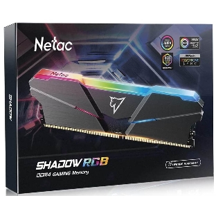 Оперативная память NETAC Shadow, DDR4, 16GB (1x16GB), 3200MHz, CL16, DIMM, с радиатором, RGB, серый