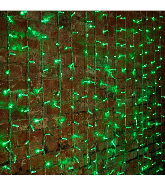 Гирлянда Neon-night 'Светодиодный Дождь' 2х1,5м, постоянное свечение, прозрачный провод, 230 В, диоды зеленые, 360 LED