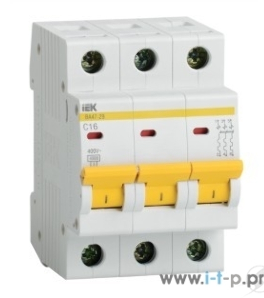 Выключатель автоматический IEK MVA20-3-010-C ВА47-29 3Р 10А 4,5кА х-ка С IEK