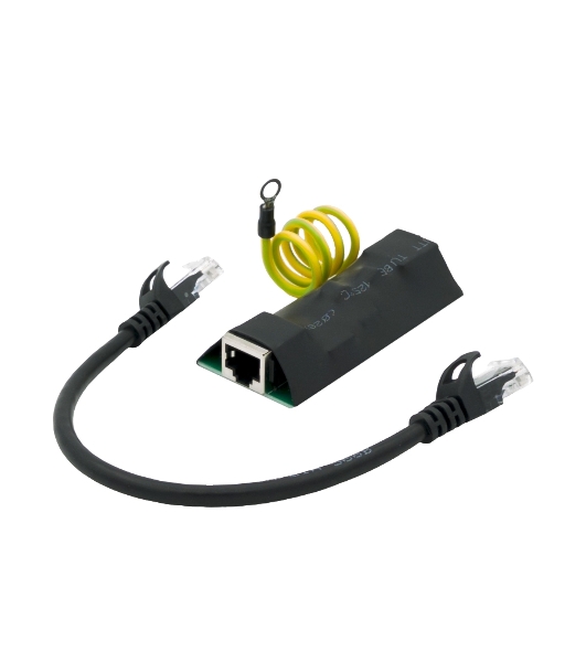 Бескорпусное устройство грозозащиты линий Ethernet + PoE на 1 канал (УЗИП). Класс II. Защищает PoE оборудование, подключенное к линиям Ethernet от наведенного напряжения высоких энергий. Скорость передачи данных: 10/100/1000 Мбит/c. Стандарты PoE: IEEE802.3 af/at/bt до 90W. Защищаемые контакты: 1-8. Номинальное рабочее напряжение Un - 48V DC. Максимальное рабочее напряжение Um - 58V DC. Номинальный ток разряда In - до 5kA. Максимальный ток разряда Imax - до 5kA. Время отклика - до 1нс. Вход - Р