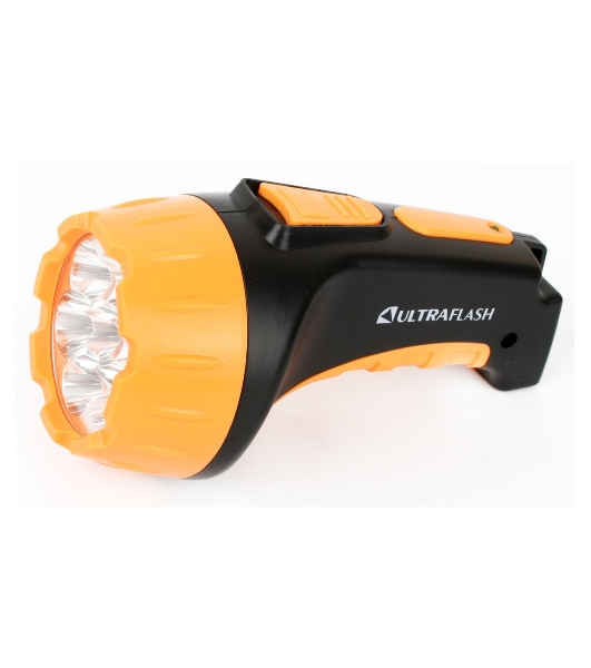 Фонарь LED 3807 (аккум 220В черный/жел. 7 LED; 2 режима SLA пласт. короб) Ultraflash 9216