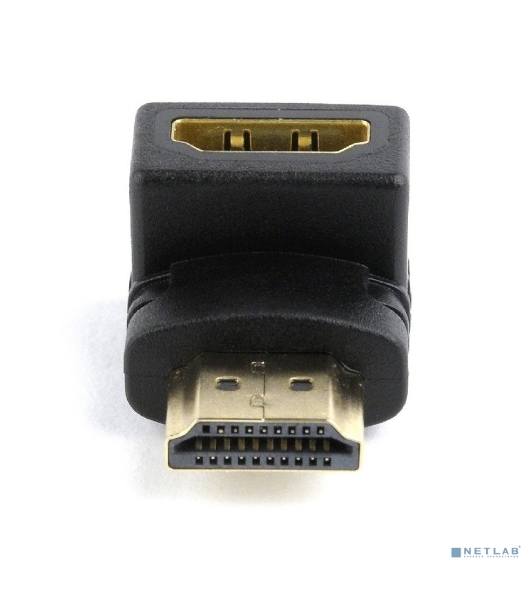 Переходник Cablexpert HDMI-HDMI 19F/19M, угловойсоединитель 90 градусов, золотые разъемы (A-HDMI90-FML)