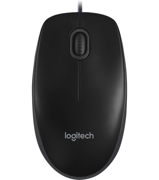 Мышь проводная Logitech B100 черный, 1000 dpi, USB, кнопки - 3