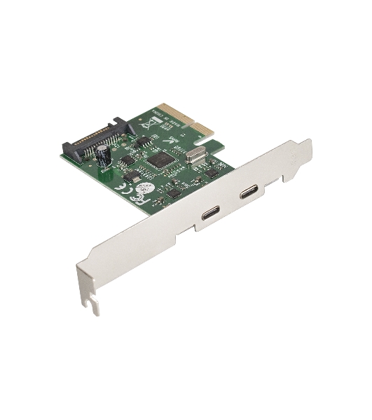 Контроллер ExeGate EXE-313 PCI-Ex4, 2*USB3.1 Type-C ext, разъем доп.питания (OEM)