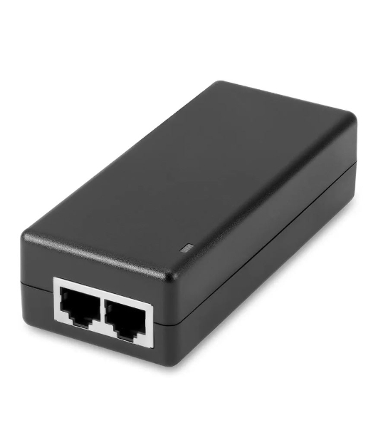 PoE-инжектор Gigabit Ethernet на 1 порт, мощностью до 30W. Совместим с оборудованием PoE IEEE 802.3af/at. Мощность PoE на порт - до 30W. Напряжение PoE - 48V(конт. 4,5(+), 7,8(-)). Порты: вх. - 1 x RJ45(10/100/1000 Base-T), вых. 1 x RJ45(10/100/1000 Base-T, PoE 48V). Питание: AC100-240V. Размеры (ШхВхГ): 50x30x105мм. Рабочая температура : -10...+55 гр. С.