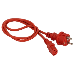 Шнур питания Lanmaster C13-Schuko прямая, 3х0.75, 220В, 10А, красный, 3 метра