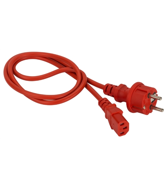 Шнур питания Lanmaster C13-Schuko прямая, 3х0.75, 220В, 10А, красный, 3 метра