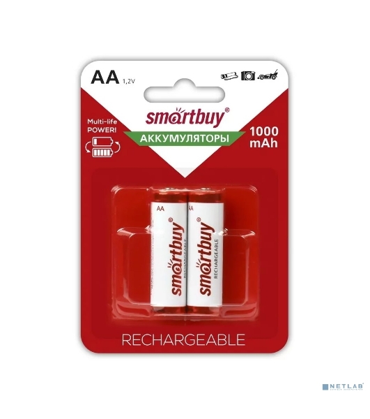 Аккумулятор Smartbuy AA/2BL 1000 mAh (24/240) (SBBR-2A02BL1000) (2шт. в уп-ке)