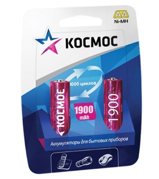 Аккумулятор Космос R6 NI-MH, 1900 мА·ч, 2 BL (блист.2шт)