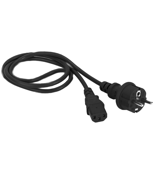Шнур питания Lanmaster C13-Schuko, 3х0.75, 220В, 10А, черный, 0.5 метра