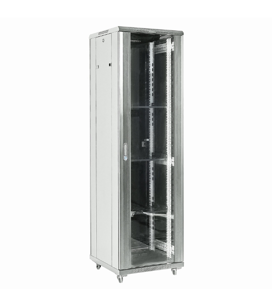Напольный шкаф Rexant RAL 7035 19' 37U 600×600×1832 (ШxГxВ), дверь стекло, металлическая задняя дверь, боковые съемные стенки