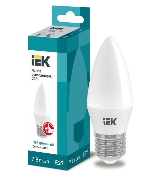 Лампа светодиодная IEK LLE-C35-7-230-40-E27 ECO C35 свеча 7Вт 230В 4000К E27