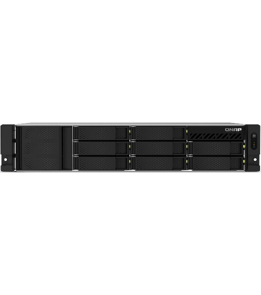 Сетевое хранилище SMB QNAP TS-873AeU-RP-4G NAS 8 HDD trays, 2x 2.5 GbE. 64-bit 4-core AMD V1500B 2,2 GHz, 4 Gb. RAM (1*4 Gb) up to 32Gb (2*16 Gb), 2 x M2 2280 (PCIe Gen3 x 1), 2xPSU W/o rail kit RAIL-B02