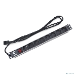 Блок силовых розеток Cabeus, Shuko х 8, вход IEC 320 C14, для шкафов, шнур 2 м, 50х490х50 мм (ВхШхГ), 10А, выключатель, черный, фото7