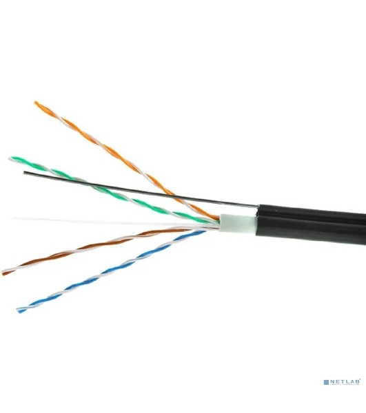 Кабель Cablexpert UPC-5051E-4-CU-OUTR, UTP outdoor 4x2x0.51 на тросу, медный, кат.5e, однож., 305м, coil, черный