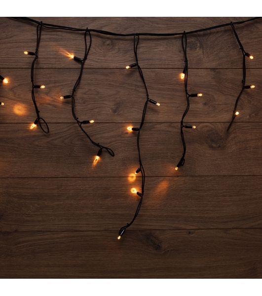 Гирлянда Neon-night Айсикл (Бахрома) светодиодная 5х0,7 м, 152 LED, черный провод каучук, теплое белое свечение