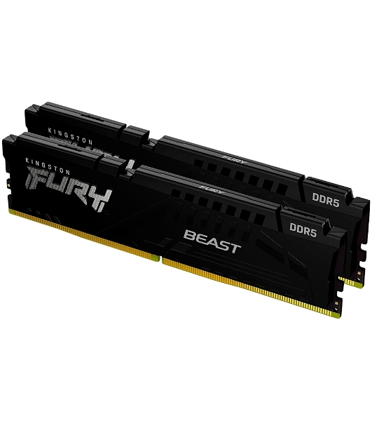 Оперативная память Kingston Fury Beast, DDR5, 32GB (2x16GB), 5200MHz, CL40, DIMM, радиатор, черный