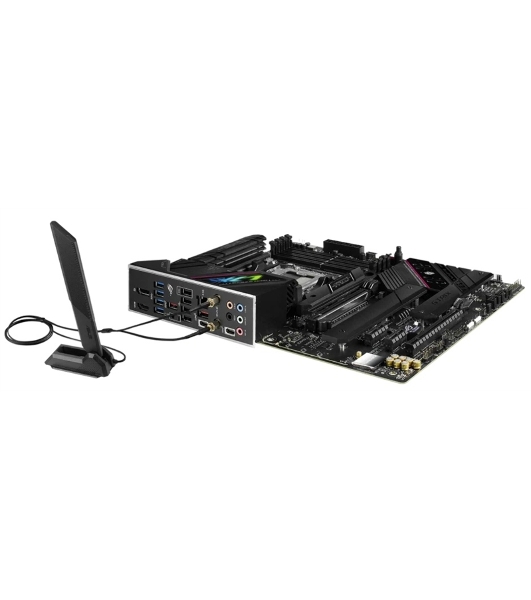 Материнская плата ASUS ROG STRIX B650E-F GAMING WIFI, AM5, AMD B650, 4xDDR5, 4xSATA, 3xM.2, 1xPCI-E 5.0 x16, 1xPCI-E 4.0 x4, 2xPCI-E x1, 1xHDMI, 1xDP, 1x 2.5Gb LAN, 4xUSB-A 2.0, 4xUSB-A 3.2 Gen 1, 2xUSB-A 3.2 Gen 2, 1xUSB-C 3.2 Gen 2, 1xUSB-C 3.2 Gen 2x2, 5x3.5 мм, 7.1, ATX